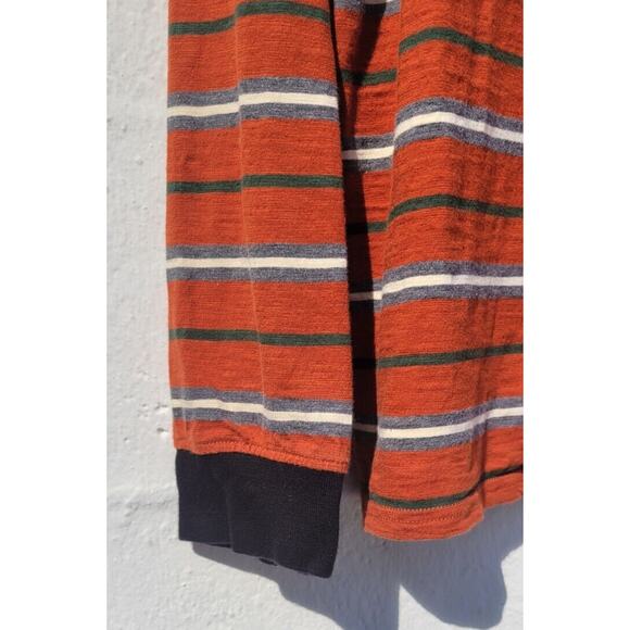 Vintage 90s Guess Shirt Mens Small Orange Striped Preppy Embroidered Logo Knit - Picture 5 of 6